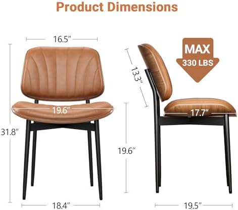YaFiti Dining Chairs Set of 2, Mid Century Modern PU Leather Kitchen Chairs |...