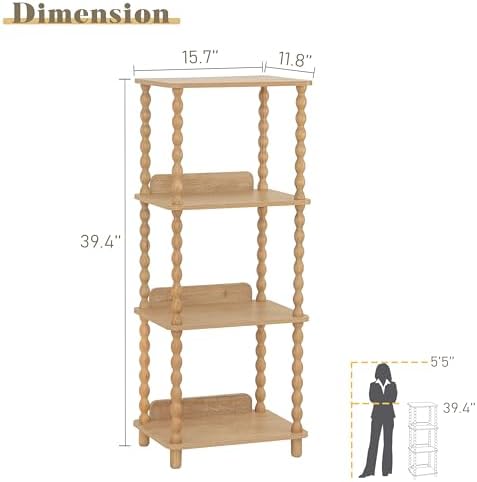 Fultyle Bookshelf, 4-Tier Wooden Bookcase with Open Shelves, Modern Book Shel...