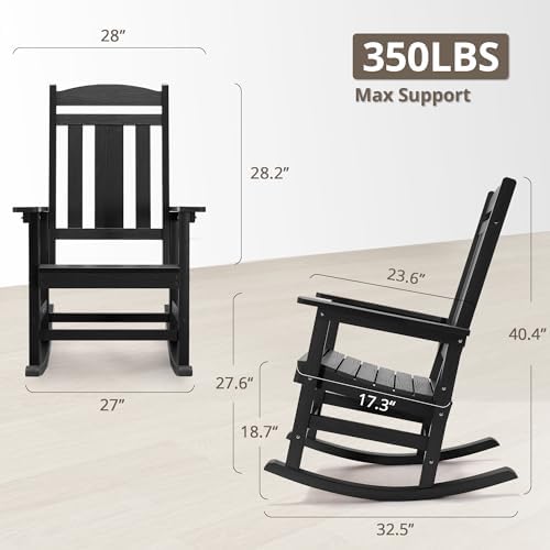 LUE BONA Outdoor Rocking Chairs Set of 2, Weather Resistant Poly Plastic Rock...