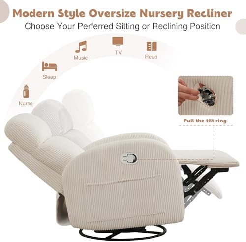 Manual Swivel Rocker Recliner, Small Recliners for Small Spaces