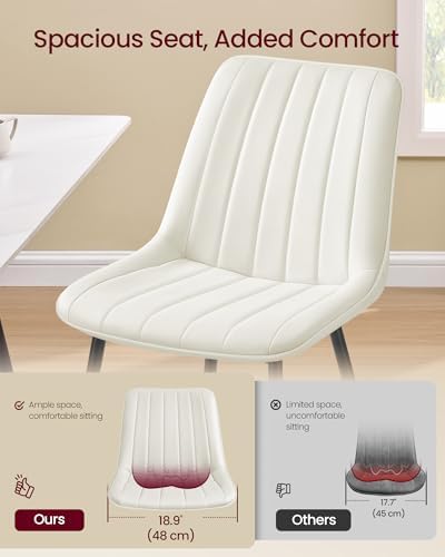 VASAGLE Dining Chairs Set of 4, Upholstered Kitchen Chairs, PU Leather