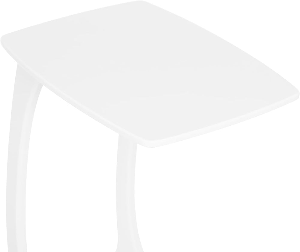 Solid Wood End Table, C-Shaped Side Table with Wheels, TV Tray Table, Couch T...