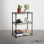 CAPHAUS 3/4/5-Tier Adjustable Height Wire Shelving Unit, Metal Steel Storage Shelve, Rack Shelving, Garage Shelving Storage Organizer, Utility Storage Shelf, 3-Tier Without Wheels, Black