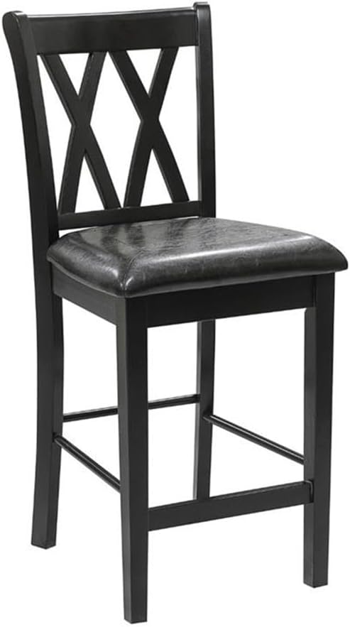 MAKLAINE 5 Piece Solid Wood Counter Height Dining Set, Black Finish, Table wi...