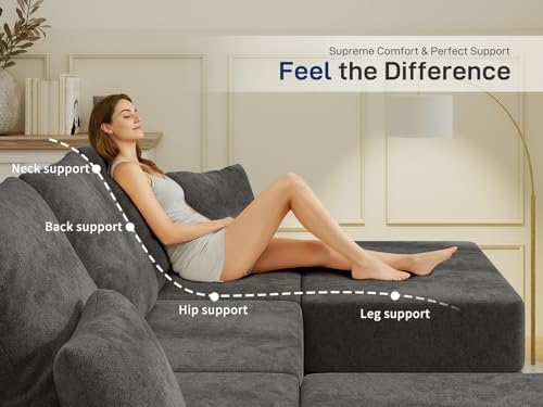Cloud Modular Sectional Sofa, Comfy Couch for Living Room, Modern L-Shaped Co...