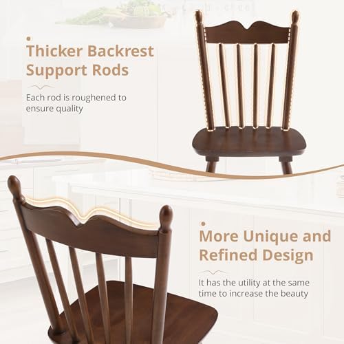 LUE BONA Wooden Dining Chairs Set of 4, Windsor Dining Chair with Thickened B...