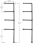Industrial Pipe Shelving System with 4 Tiers, Black Iron Wall Mount, Floor to Ceiling Storage Rack, Rustic Farmhouse Style, DIY Bracket Supports (No Planks)