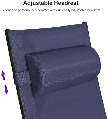 PURPLE LEAF Pool Lounge Chaise Set of 3 Outdoor Lounger Chair, Navy Blue | 2 ...