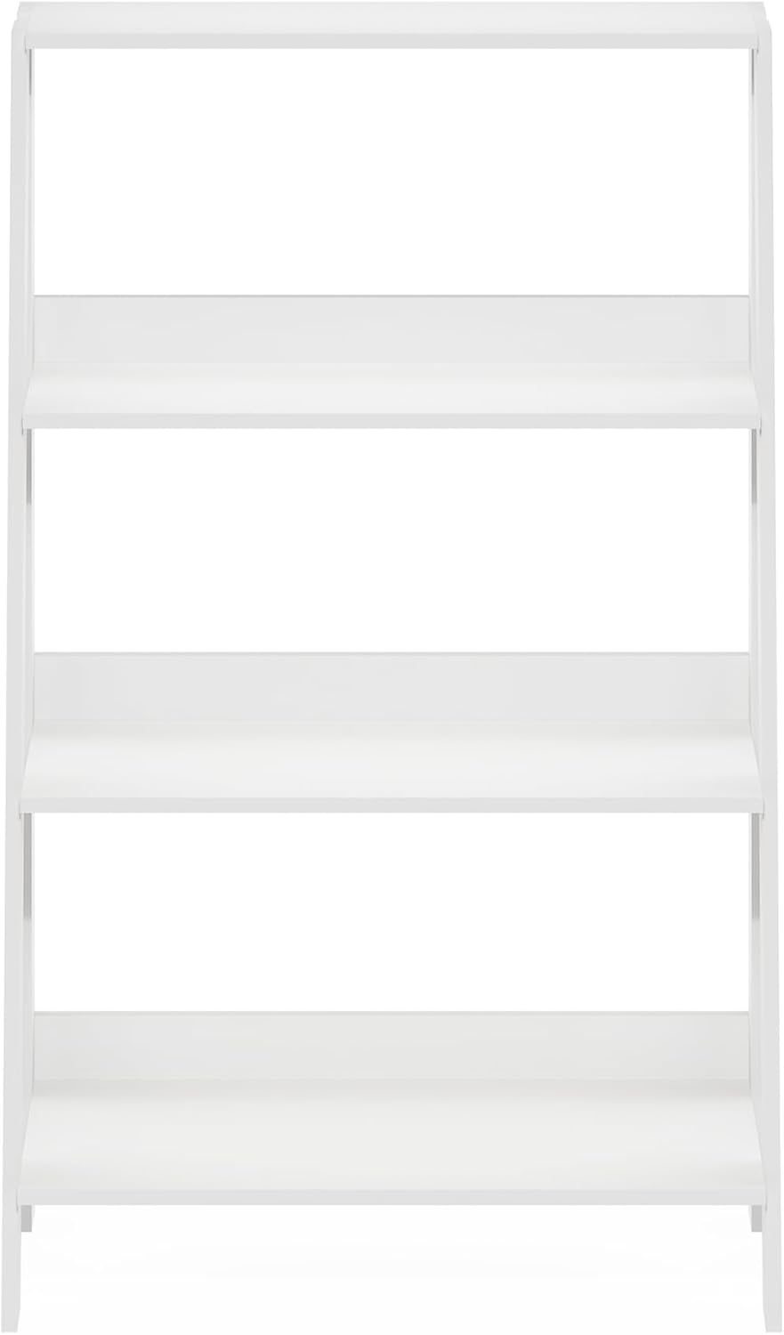 Furinno Ladder 4-Tier Book Shelf, Open Shelving Ladder Shelf, Plain White | 10.9 x 23.6 x 38.4, Open Shelving, Bookshelf, Display Storage Bookcase, for Organization, Living Room, Home Office
