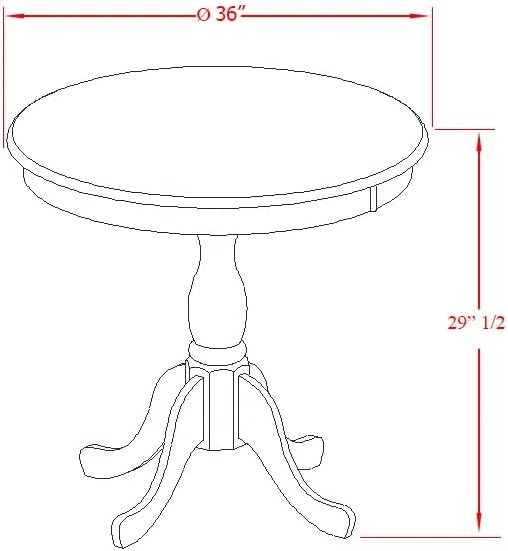 East West Furniture AMVA3-BCH-W 3 Piece Modern Dining Table Set Contains a Round Kitchen Table with Pedestal and 2 Kitchen Dining Chairs, 36x36 Inch, Black & Cherry