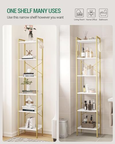 Hzuaneri Bookshelf, Book Shelf, Industrial Bookcase with 2 Hooks