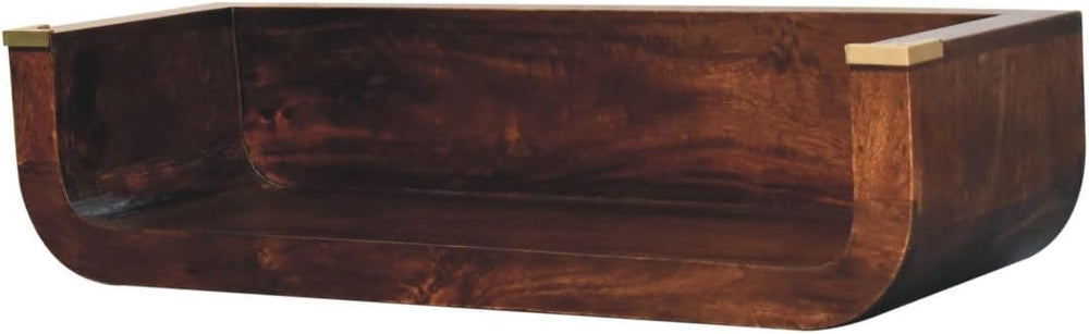Solid Wood Indira California Walnut Floating Console Table, Open Shelf, Dark ...