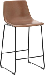 Lemebri 26 inch Bar Stools Set of 2, Modern Counter Height Bar Stools, Faux Leather Barstool with Back and Metal Leg, Armless Bar Chairs for Kitchen Island (Whisky, 2pcs 26")