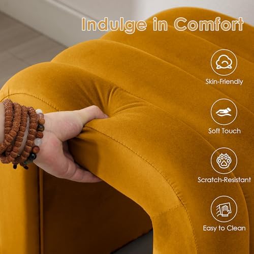 ONEVOG Velvet Pouf Ottoman, Small Ottoman Foot Rest for Couch, 18 Inch Cute V...