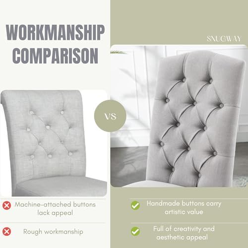 Tufted Dining Chair Fabric Button Upholstered Modern Kitchen Diner Set of 4