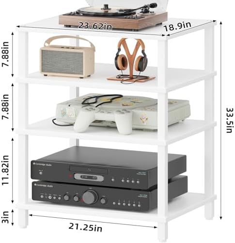 LELELINKY 4-Tier AV Media Player Stand, Stereo Stand, Modern Audio Shelf,Wood...