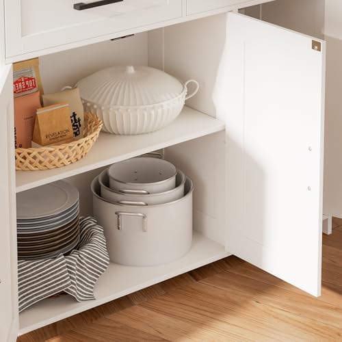 Homhedy Coffee Bar Storage Cabinet with Drawers, Kitchen Buffet Cabinet