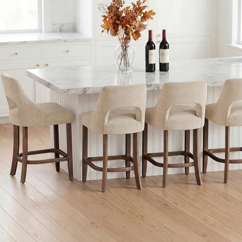 UVV Bar Stools Set of 4, Upholstered Counter Height Bar Stools, Modern Counte...