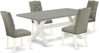 East West Furniture X097EL207-5 5 Piece Dinette Set for 4 Includes a Rectangle Dining Room Table with X-Legs and 4 Gray Linen Fabric Parsons Dining Chairs, 40x72 Inch, Multi-Color