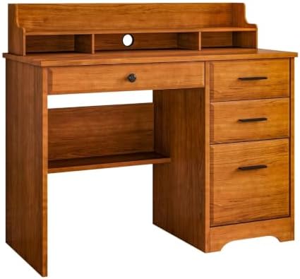 4 EVER WINNER Small Desk with Drawers for Small Spaces, 44'' Wood Des...