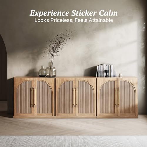 BELLEZE Set of 3 Jagger Sideboard Buffet Cabinet - Camel