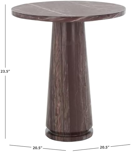 SAFAVIEH Furniture - Valentia Tall Marble Accent Table - Maroon - Marble Top ...