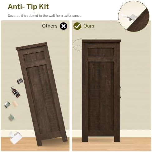 TEENFON Coffee Bar Cabinet with 3 Drawers, Farmhouse Buffet Cabinet