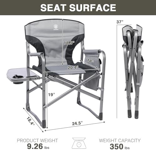 EVER ADVANCED Lightweight Aluminum Director Camping Chair, 350 lb Capacity