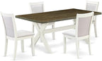 East West Furniture X077MZ001-5 5 Piece Dining Table Set Includes a Rectangle Dining Room Table with X-Legs and 4 Cream Linen Fabric Parsons Chairs, 40x72 Inch, Multi-Color