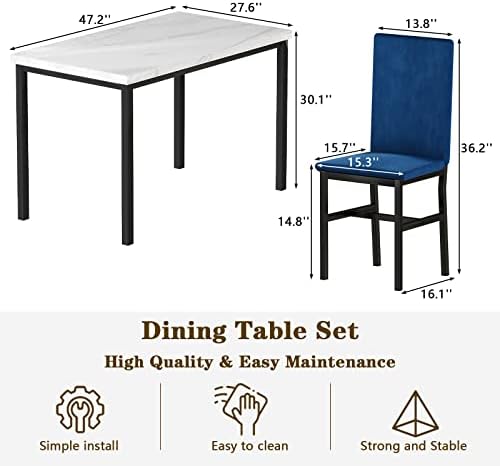 Hooseng Dining Table Set for 4- Space Saving Kitchen Table and Chairs for 4, ...