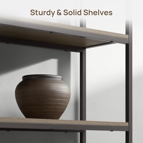 SICOTAS Book Shelf Fluted Bookshelf Cabinet -75" Tall Bookcase