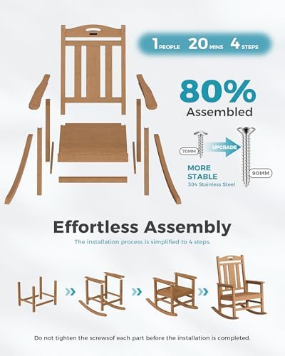 Ciokea Oversized Outdoor Rocking Chairs Set of 2, 380lbs Heavy-Duty Large Pat...