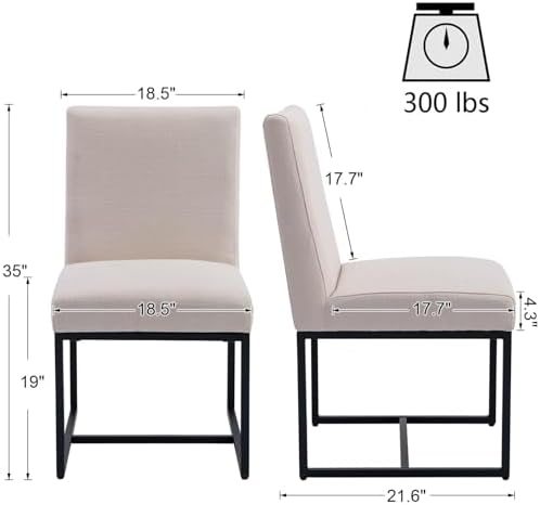 HNY Modern Dining Chairs Set of 6, Upholstered Linen Dining Room Chairs with ...