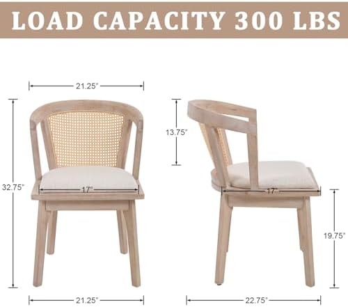 Kmax Modern Rattan Dining Chair Set of 6 Farmhouse Semi Barrel Dining Room Ch...