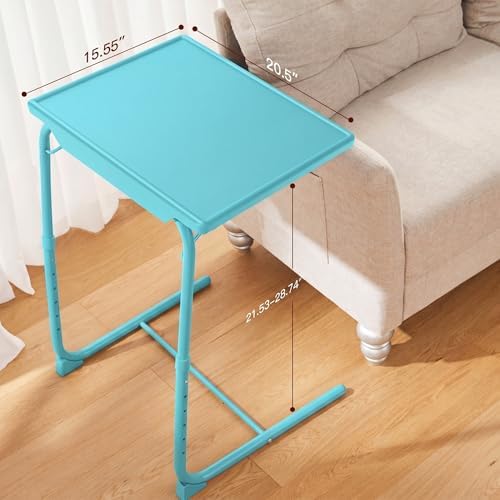 HUANUO Adjustable TV Tray Table with 6 Height & 3 Tilt Adjustments, Azure