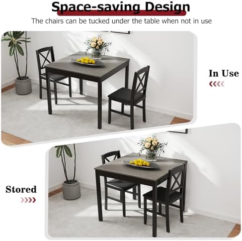 Tangkula Mid-Century Modern Dining Table Set for 2, Kitchen Table Set