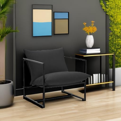 Zinus Aidan Sling Accent Chair, Metal Framed Armchair with Shredded Foam Cush...