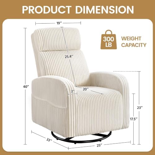 Yaheetech 360° Swivel Nursing Chair with Side Pockets, Beige