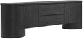 Modway Duval 71 Inch Oval TV Stand in Black – Low Profile Mid Century Modern Media Cabinet - Living Room Entertainment Center with Storage