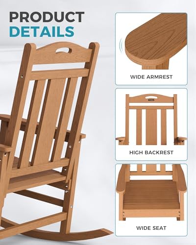 Ciokea Oversized Outdoor Rocking Chairs Set of 2, 380lbs Heavy-Duty Large Pat...