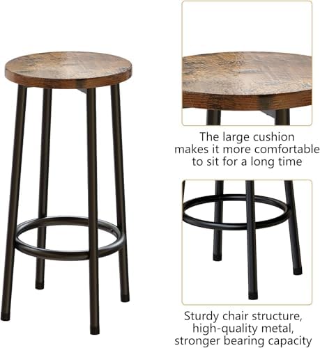 Kitchen Island with Seating & Storage, Bar Table and Chair Set Rustic Brown