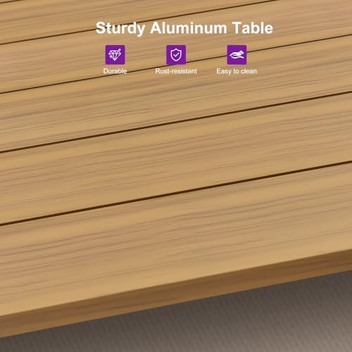 PURPLE LEAF Patio Dining Set 11 Pieces Rattan Aluminum Thick Cushion Teak