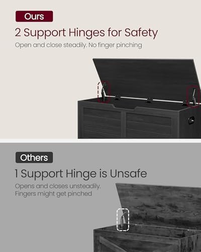 VASAGLE Storage Chest, 39.4 Inches Width Bench with 2 Safety Hinges | Farmhou...