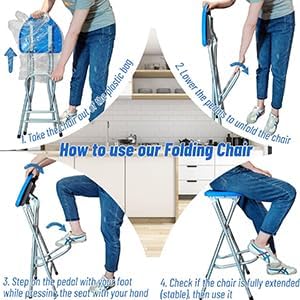 Be&xn Folding Bar Stool, Tall Collapsible Stool Counter Height Folding St...