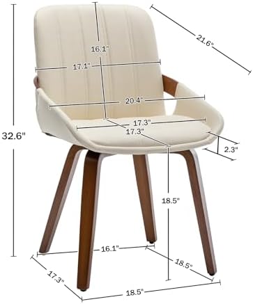 Mid Century Modern Faux Leather Upholstered Dining Chairs,Armless Accent Chai...