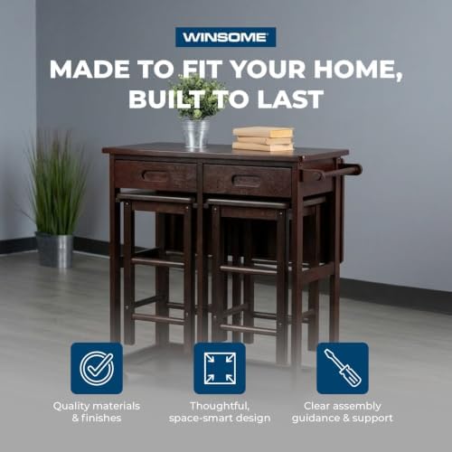 Winsome Suzanne Kitchen Table Set with Stools, Coffee, 33"