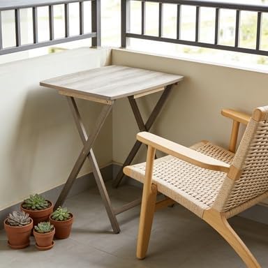 Modern Indoor XL Oversized Folding Tray Table – Rustic Gray Portable Laptop S...