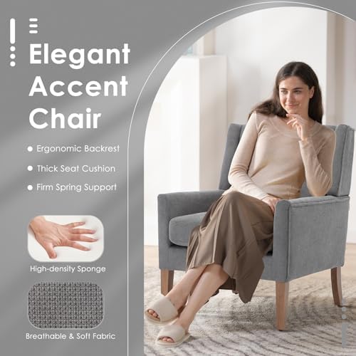 COLAMY Modern Wingback Living Room Chair Set of 2, Upholstered Fabric Accent ...