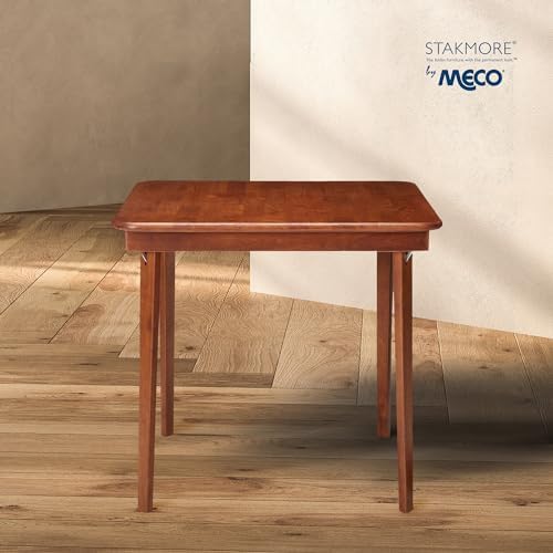 Stakmore Classic Straight Edge Square Wood Folding Table, 32x32, Cherry