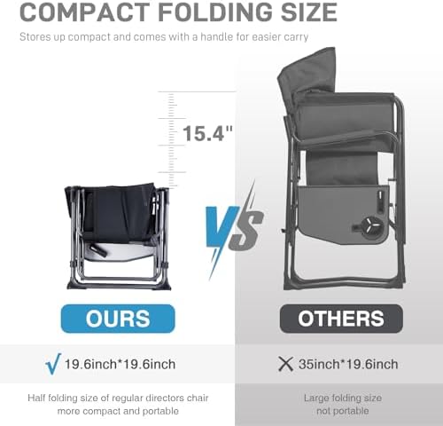 EVER ADVANCED Camping Directors' Chair with Side Table, Portable Folding ...